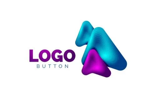 Arrow logo template. Or play or download button logotype template. Minimal イラスト素材