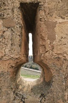Arrow loop on the walkway of Belmonte Castle Stock Photos