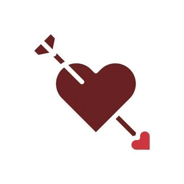 Arrow love icon solid brown red style valentine illustration symbol perfect. Illustrazione stock