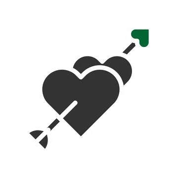 Arrow love icon solid grey green style valentine illustration symbol perfect. Stock Illustration