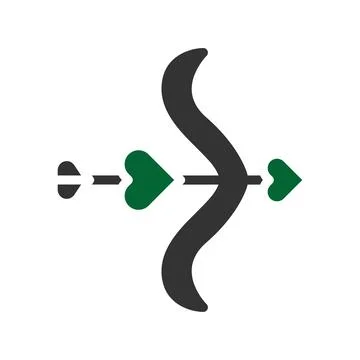 Arrow love icon solid grey green style valentine illustration symbol perfect. Stock Illustration