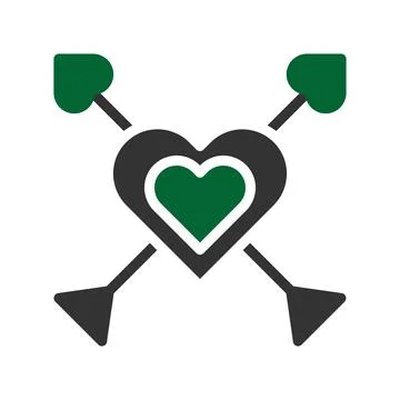 Arrow love icon solid grey green style valentine illustration symbol perfect. Stock Illustration