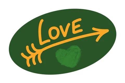 Arrow Love script word hand drawn lettering. Modern calligraphy Design for print Stock Illustration