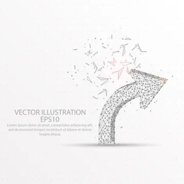 Arrow low poly wire frame on white background. Stock Illustration