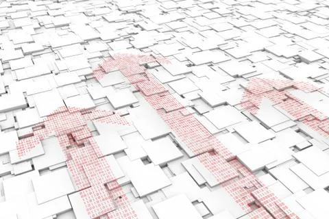 Arrow made up of binary code, success and transmission Illustrazione stock