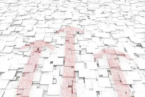 Arrow made up of binary code, success and transmission Illustrazione stock