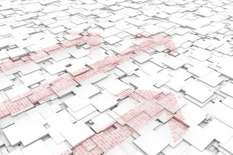 Arrow made up of binary code, success and transmission 库存插图