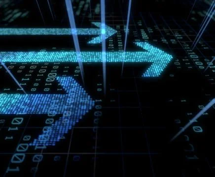 Arrow made up of binary code, success and transmission 스톡 일러스트