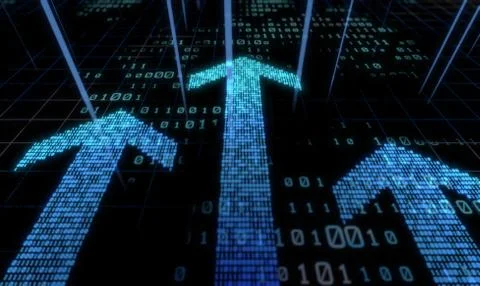 Arrow made up of binary code, success and transmission 스톡 일러스트