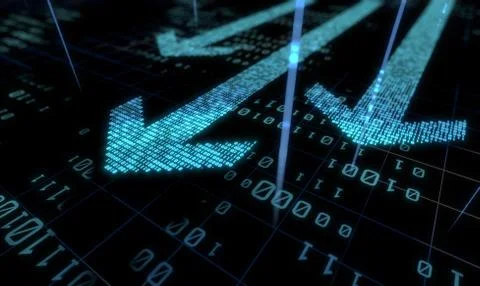 Arrow made up of binary code, success and transmission Stock Illustration