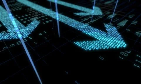 Arrow made up of binary code, success and transmission 스톡 일러스트