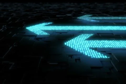 Arrow made up of binary code, success and transmission Illustrazione stock