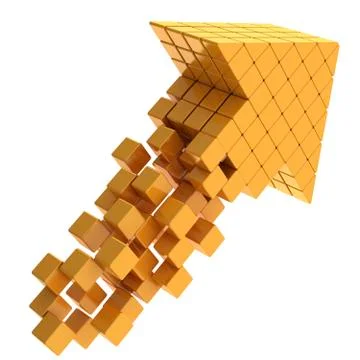 Arrow made of cubes 3D illustration Stock Illustration