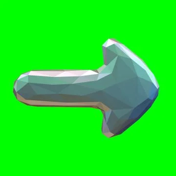 Arrow made in low poly style isolated on green background. 3d Illustrazione stock