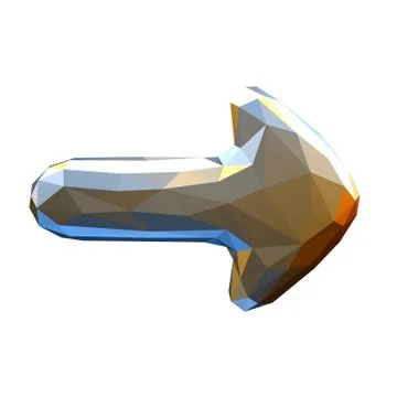 Arrow made in low poly style gold color isolated on white background. 3d Stock Illustration