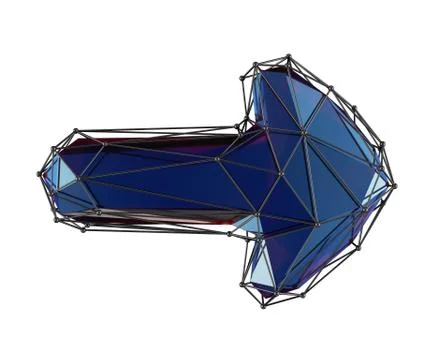 Arrow made in low poly style blue color isolated on white background. 3d Illustrazione stock