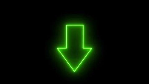 The arrow is made of neon red and green lines, pointing down on a black Stock Footage 309880345