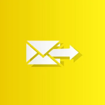Arrow on an mail envelope white icon with shadow Stock Illustration