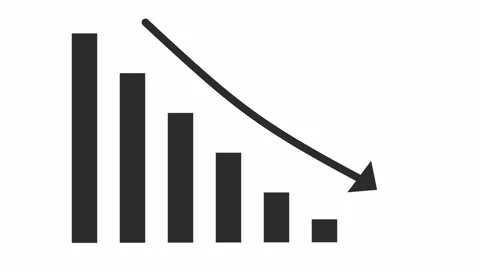Arrow is making downfall on a white background Stock Footage 327929419