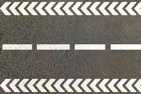 Arrow marking on road ending for cautious driving top view of Road with marking Stock Illustration
