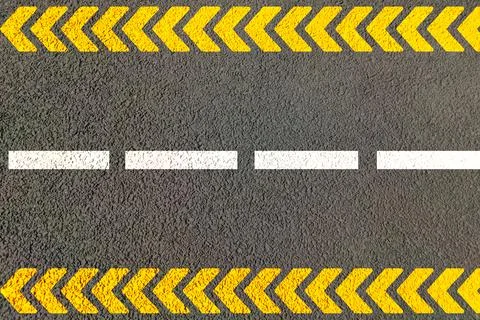 Arrow marking on road ending for cautious driving top view of Road with marking Stock Illustration