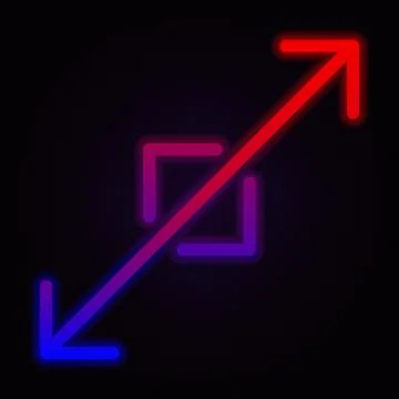 Arrow maximize neon icon on dark background 스톡 일러스트