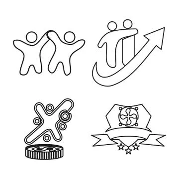 Arrow Money Shield Commitment Teamwork Together Outline Logo Stock Illustration