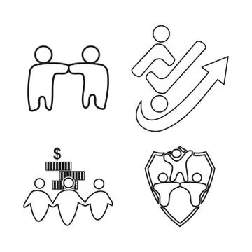 Arrow money shield Commitment Teamwork Together Outline Logo Stockillustratie