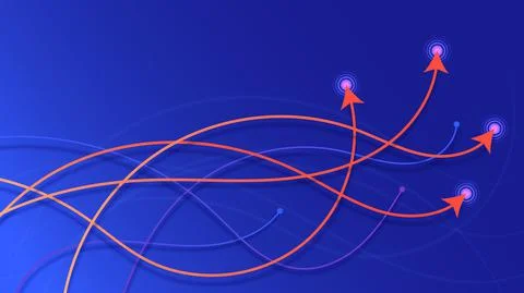 Arrow motion smooth wave lines technology concept on blue background Stock Illustration