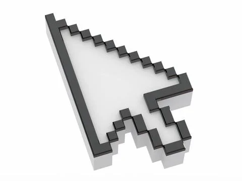 Arrow. Mouse cursor on white isolated background. 3d Arrow. Mouse cursor o... Stock Photos