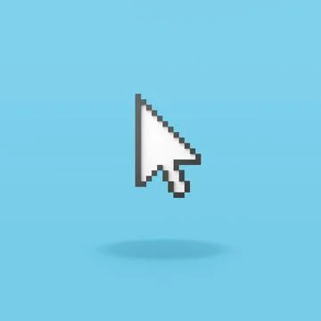 Arrow Mouse Pointer Pixelated on Blue Background Stock Illustration