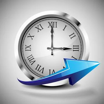 Arrow moving around wall clock Illustrazione stock