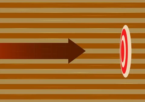 Arrow moving quickly towards aim target representing achieving goal success Ilustração Stock