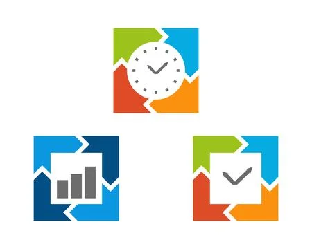 Arrow Moving Time logo icon template Stock Illustration