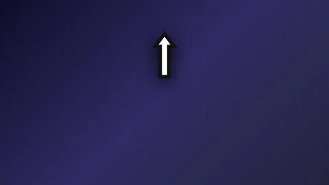 Arrow moving upward against a dark purple grid background Stock Footage 345098963
