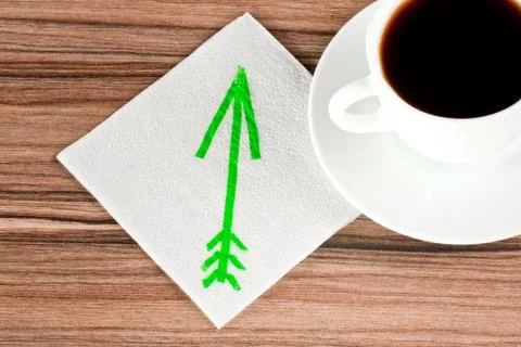 Arrow on a napkin Stock Photos
