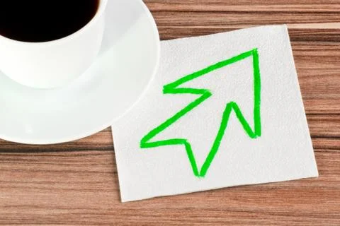 Arrow on a napkin Foto stock