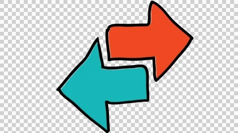 Arrow opposit direction icon cartoon hand drawn illustration animation sketch Stock Footage 44896942