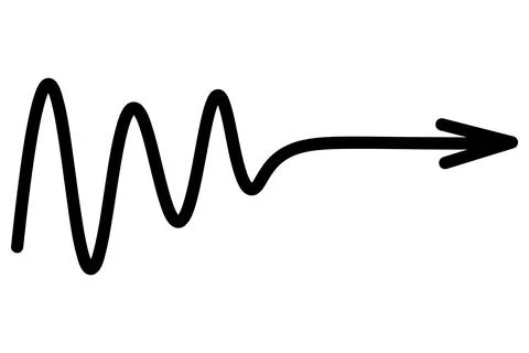 Arrow oscillation. Illustration. Wavy pointer sign pointing to the right. Stock Illustration