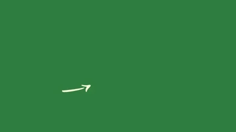 Arrow on outline this is it line drawn the letter v lines isolated on green Stock Footage 336856669