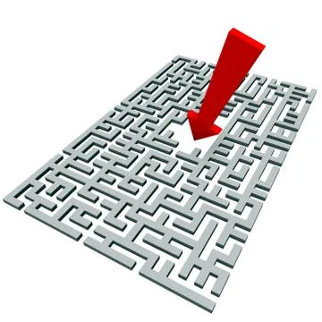 Arrow over a labyrinth Illustrazione stock