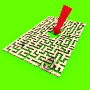 Arrow over a labyrinth Stock Illustration