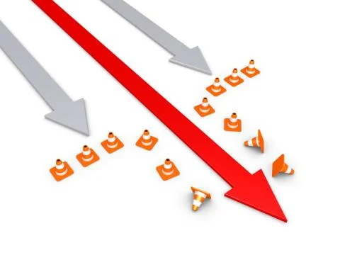 Arrow overcomes barriers Stock Illustration