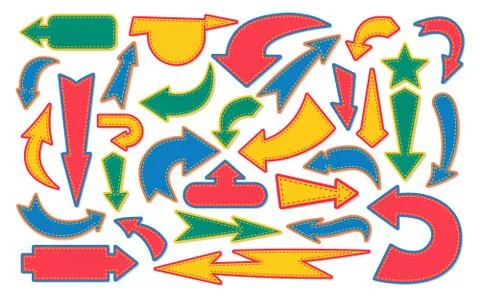 Arrow patch cartoon set colorful fashion vector Illustrazione stock
