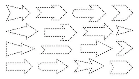 Arrow patch modern dotted decor black flat set Stock Illustration