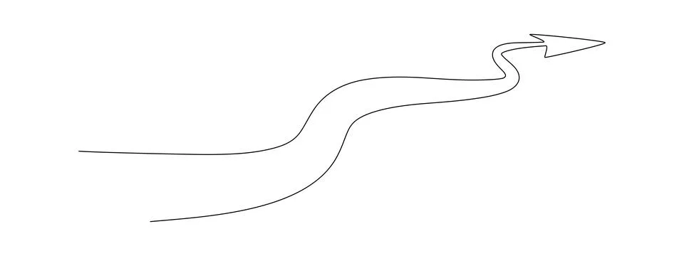 Arrow path in one continuous line drawing . Concept of long right way up in Stock Illustration