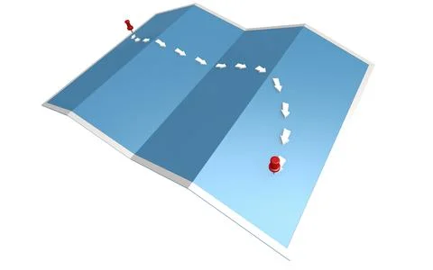 Arrow path with thumb pin Stock Illustration