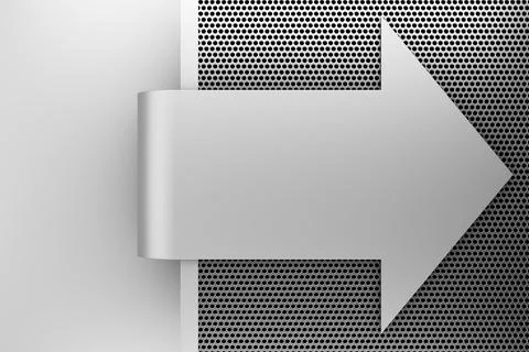Arrow pattern silver metal background. 3d rendering Stock Illustration
