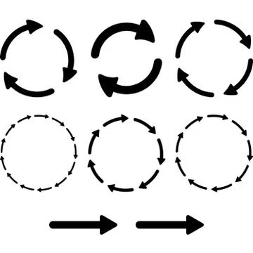 Arrow pictogram refresh reload rotation loop sign set. Simple color web icon イラスト素材