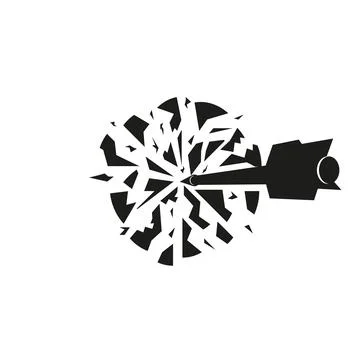Arrow piercing target minimal black and white vector illustration, symboliz.. Stock Illustration